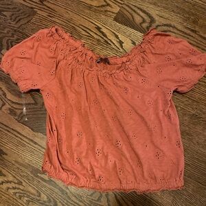 American Eagle Outfitters Rust Eyelet Blouse